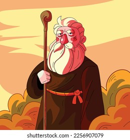 Caricatura de Moses. diseño de ilustración vectorial.