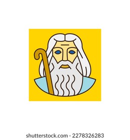 Moses Hebrew prophet icon. Passover vector icon collection. Exodus from Egypt story, emblem, logo, vector design element for Jewish holiday Passover