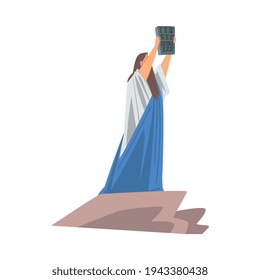 Moses Holding Table of the Covenant as Narrative from Bible Vector Illustration