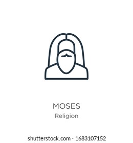 Moses icon. Thin linear moses outline icon isolated on white background from religion collection. Line vector sign, symbol for web and mobile