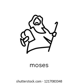 Moses icon. Trendy modern flat linear vector Moses icon on white background from thin line Religion collection, editable outline stroke vector illustration
