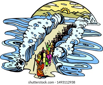 Moses Led Jews Across Red Sea Stock Vector (Royalty Free) 1493112938 ...