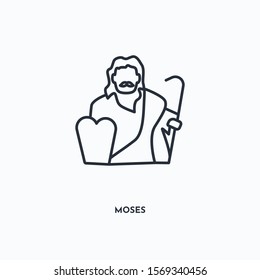 Moses outline icon. Simple linear element illustration. Isolated line Moses icon on white background. Thin stroke sign can be used for web, mobile and UI.