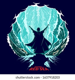 Moses Parting and Crossing the Red Sea vector illustration
for poster, t-shirt graphic, logo or any other purpose