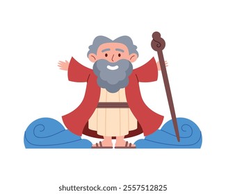moses parting red sea cartoon isolated