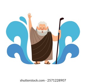 moses parting red sea cartoon isolated