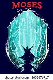 Moses parting the Red Sea vector illustration
for poster, t-shirt graphic, logo or any other purpose