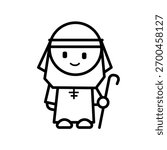 Moses the prophet holding staff - vector illustration
