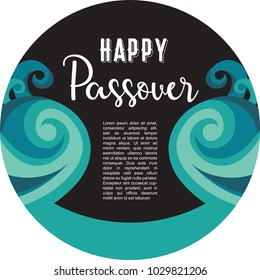 Moses Splitting The Red Sea And Ordering Let My People Go Out Of Egypt. Story Of Jewish Holiday Passover. Vector Illustration