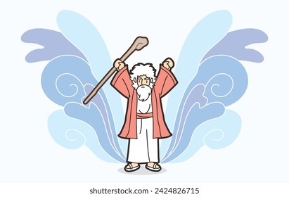 
Moses Stretched out His Hand Over the Red Sea Miracle of God Israel Crossing the Red Sea Cartoon Graphic Vector