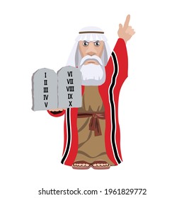 Moses with the tables of the Covenant. Vector clip art 