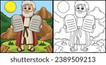Moses with Tablet of Ten Commandments Illustration