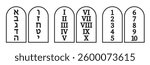 Moses tablets with the Ten Commandments. The Law of God. A decalogue. The Bible. The Old Testament. Religion. Christianity. Judaism. Spirituality. EPS 10. Vector illustrations