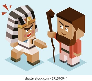 moses vs ramses. vector illustration