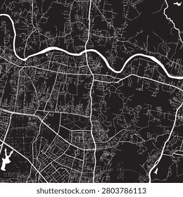 Moshi Tanzania Vector Map, Detailed Mountain Foothills City Street Map Black and White Minimalist Line Art