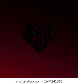 Mosiac heart shape small triangle, red broken heart on red wall background