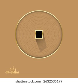 Mosjidul haram Kaba Makkah dourado preto fazendo hajj arte criativa modelo islâmico web post ideia criativa conceito árabe e muçulmano festival eid celebração fundo cartaz banner flyer 