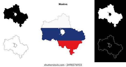 Moskva blank outline map set