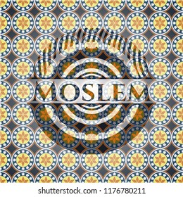 Moslem arabic style emblem. Arabesque decoration.