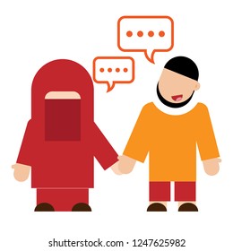 moslem avatar dates after married, flat illustration