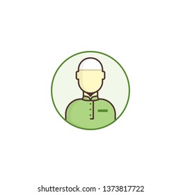 moslem avatar icon, man with skull cap, vector