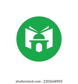 Moslem book logo icon design, mosque and book logo combination vector