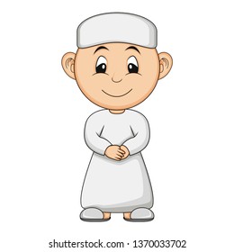 Moslem boy cartoon vector illustration