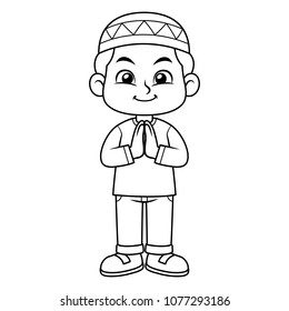 Moslem Boy Greeting Salaam BW