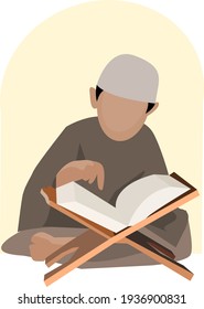 Moslem Boy Reading And Reciting Holy Quran