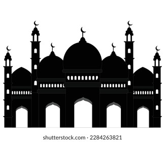 Moslem building vector Illustration design template, design with mosque silhouette