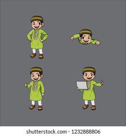 Moslem Character Kit Template Design Vector