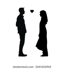 moslem couple silhouette vector illustration