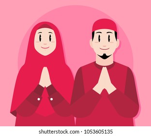 moslem couple vector illustration 