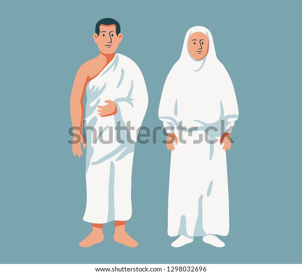 Moslem Couple Wear Hajj Pilgrimage Cloth Stock Vector (Royalty Free ...