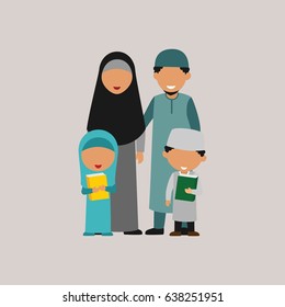Moslem Family Design Vector