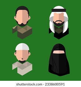 Moslem flat avatar vector set