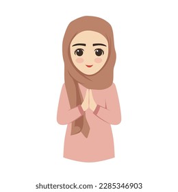 Moslem girl character for eid mubarak greeting