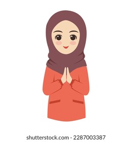 Moslem girl character for eid mubarak greeting