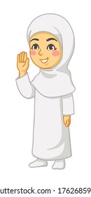 Moslem Girl Hajj Wearing Ihram Pilgrimage Stock Vector (Royalty Free ...