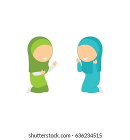 Moslem Kids Character Design Vector