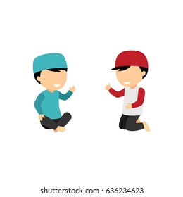 Moslem Kids Character Design Vector