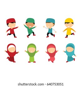Moslem Kids Character Design Vector