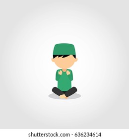 Moslem Kids Praying Design Vector