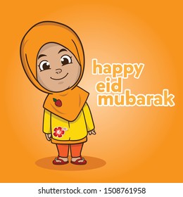 Moslem little girl eid mubarak greeting