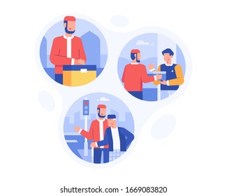 Moslem Man Doing Kindness Activity Illustration Vector