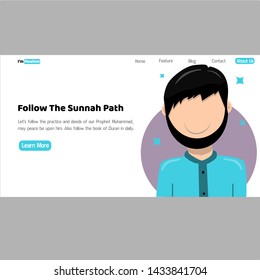 moslem man landing page vector. moslem man web page. moslem man illustration vector.