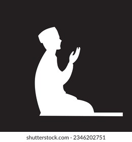 Moslem Man Praying Vector Illustration