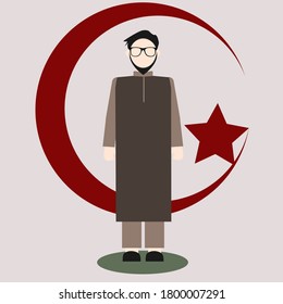 Moslem man standing before the moon