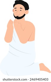 Moslem Men Praying While Hajj Illustration