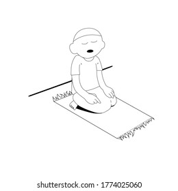Moslem Prayer Tashahhud Position Posture